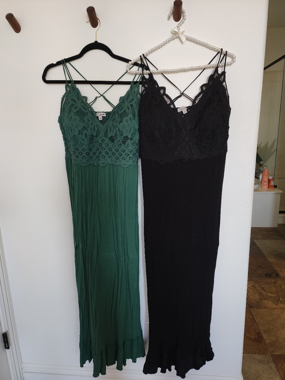J 4 Justify Black or Green Lace Halter Maxi Dress Swim Cover 1x FP One Adella